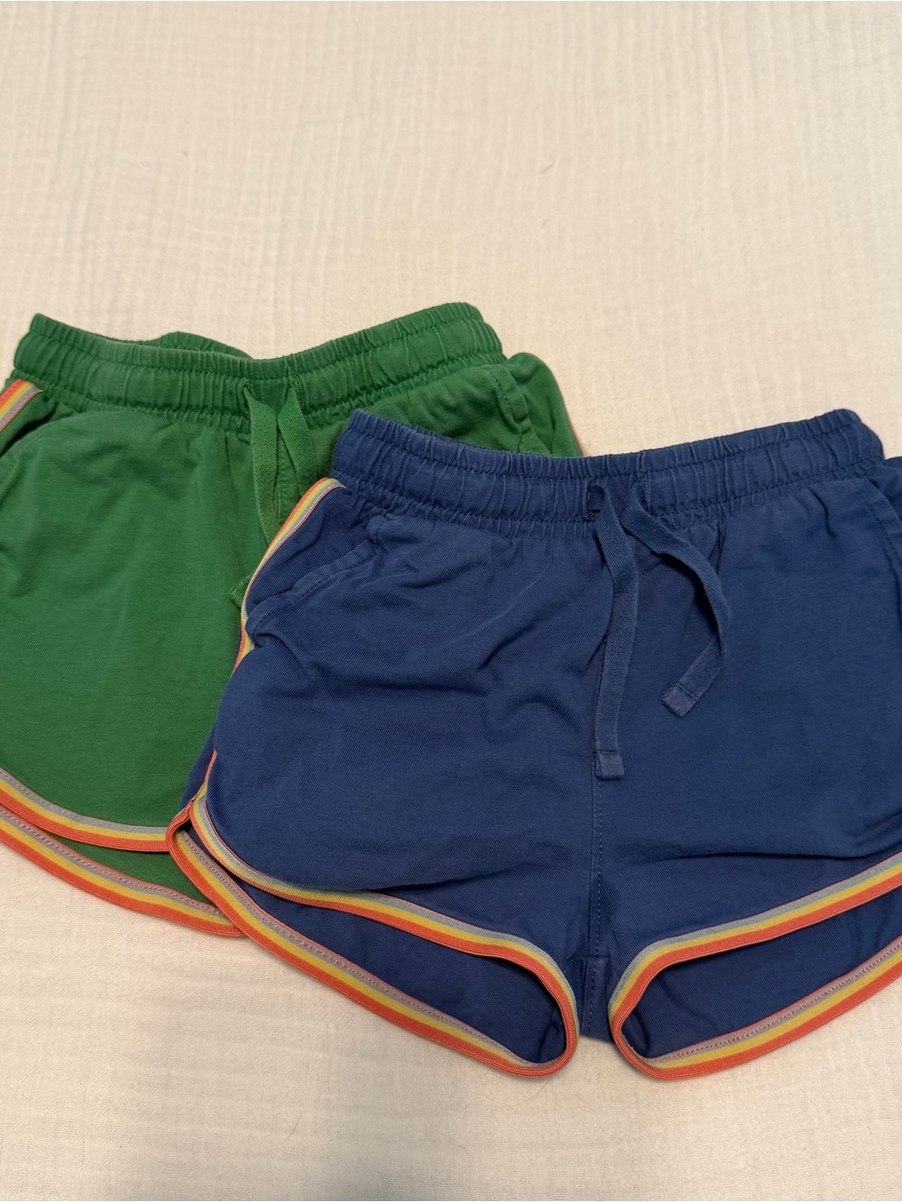 Tea Collection Navy & Green Rainbow-Trim Kids Shorts